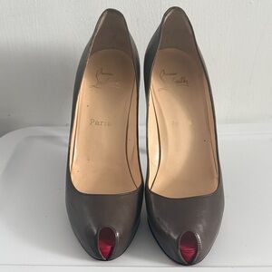 Christian Louboutin Olive Green and Red Peep Toe Heels